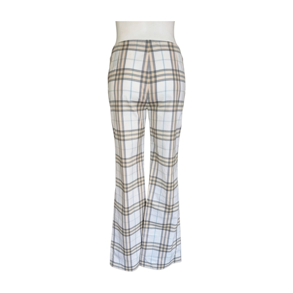 Burberry London Cotton Blend Novacheck Plaid Flare Pants Size 6 - Picture 1 of 13